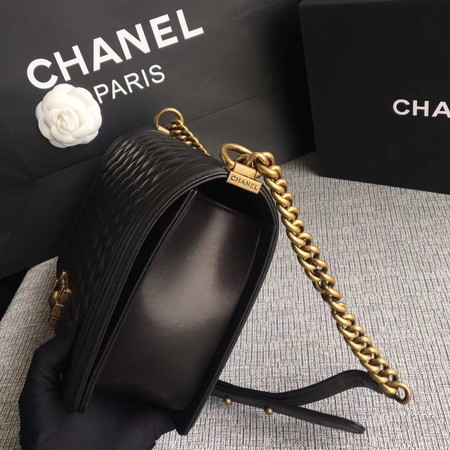 Boy Chanel Flap Bags Original Sheepskin Leather A67088 Black