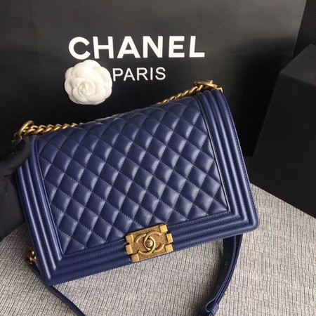 Boy Chanel Flap Bags Original Sheepskin Leather A67088 Blue