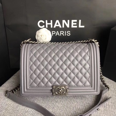 Boy Chanel Flap Bags Original Sheepskin Leather A67088 Grey