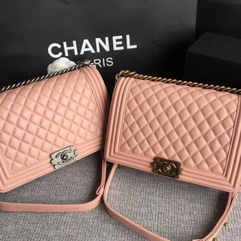 Boy Chanel Flap Bags Original Sheepskin Leather A67088 Pink