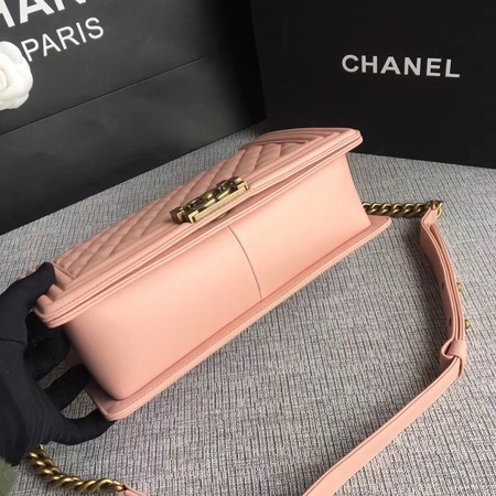 Boy Chanel Flap Bags Original Sheepskin Leather A67088 Pink