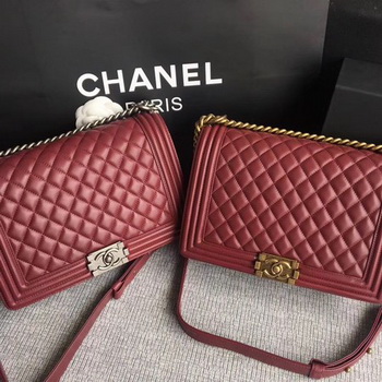 Boy Chanel Flap Bags Original Sheepskin Leather A67088 Wine