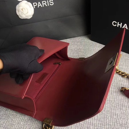 Boy Chanel Flap Bags Original Sheepskin Leather A67088 Wine