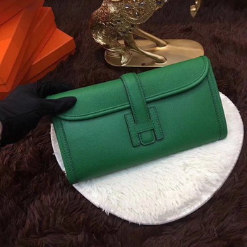 Hermes Togo Leather Clutch H88017 Green