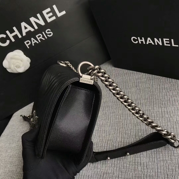 Boy Chanel Original Chevron Leather 67086 Black