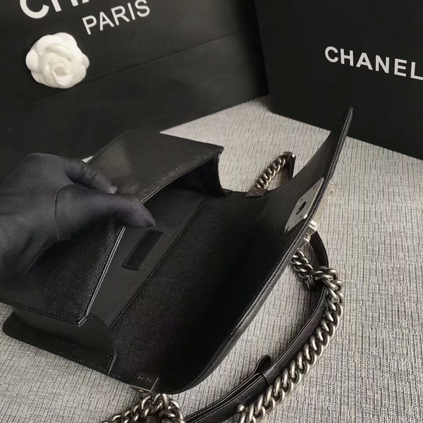 Boy Chanel Original Chevron Leather 67086 Black