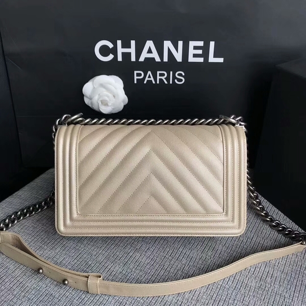 Boy Chanel Original Chevron Leather 67086 Camel