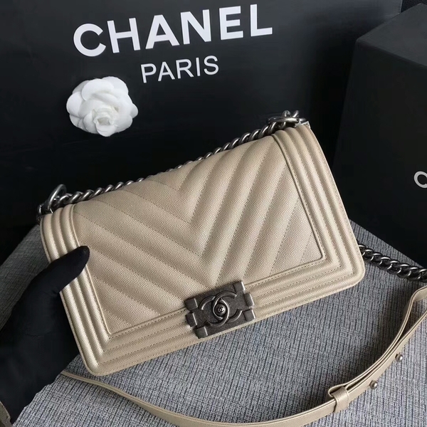 Boy Chanel Original Chevron Leather 67086 Camel