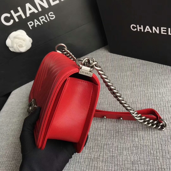 Boy Chanel Original Chevron Leather 67086 Red