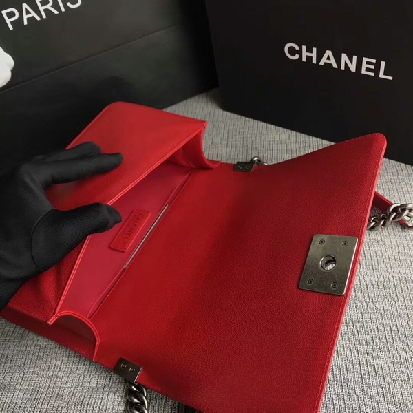 Boy Chanel Original Chevron Leather 67086 Red