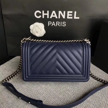 Boy Chanel Flap Bag Original Chevron Leather A67086V Blue