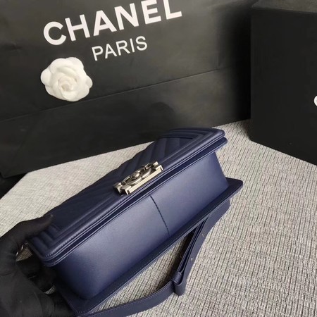 Boy Chanel Flap Bag Original Chevron Leather A67086V Blue