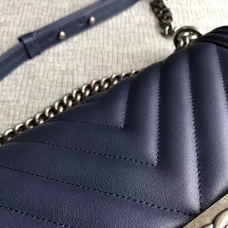 Boy Chanel Flap Bag Original Chevron Leather A67086V Blue