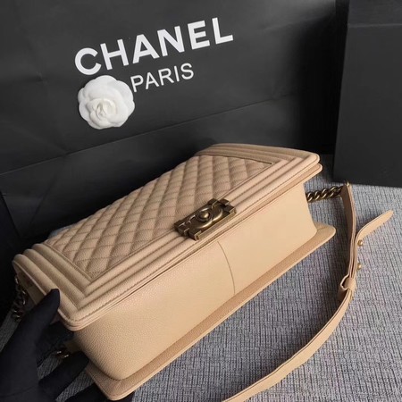 Boy Chanel Flap Shoulder Bag Apricot Original Cannage Pattern A67087 Gold