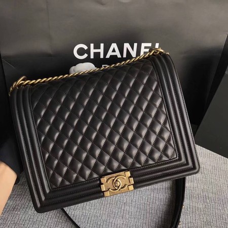 Boy Chanel Flap Shoulder Bag Black Original Sheepskin Leather A67087 Gold