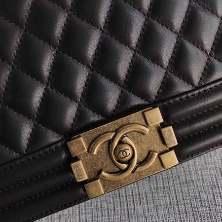 Boy Chanel Flap Shoulder Bag Black Original Sheepskin Leather A67087 Gold