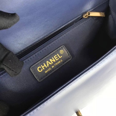 Boy Chanel Flap Shoulder Bag Blue Original Sheepskin Leather A67087 Gold