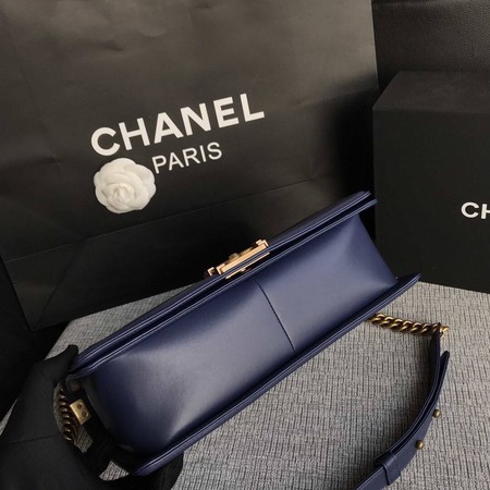 Boy Chanel Flap Shoulder Bag Blue Original Sheepskin Leather A67087 Gold