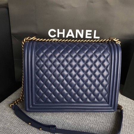 Boy Chanel Flap Shoulder Bag Blue Original Sheepskin Leather A67087 Gold