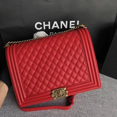 Boy Chanel Flap Shoulder Bag Red Original Cannage Pattern A67087 Gold