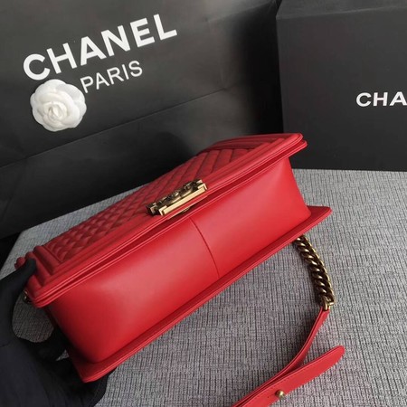 Boy Chanel Flap Shoulder Bag Red Original Sheepskin Leather A67087 Gold