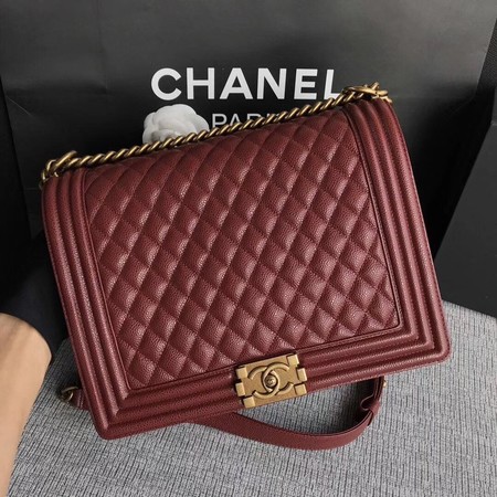 Boy Chanel Flap Shoulder Bag Wine Original Cannage Pattern A67087 Gold