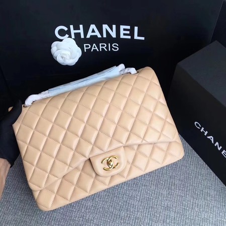 Chanel Maxi Quilted Classic Flap Bag Apricot Sheepskin Leather A58601 Gold