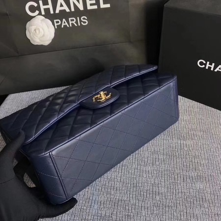 Chanel Maxi Quilted Classic Flap Bag Blue Sheepskin Leather A58601 Gold