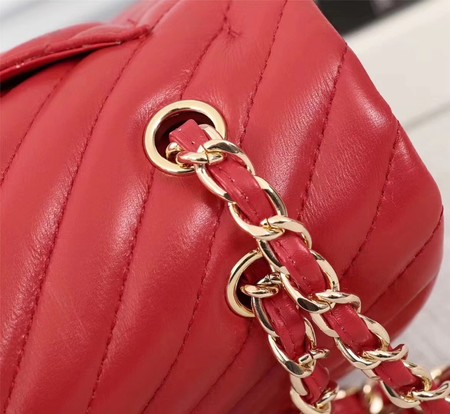 Chanel Maxi Classic Flap Bag Red Chevron Sheepskin Leather A58601 Gold