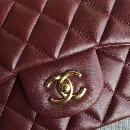 Chanel Maxi Quilted Classic Flap Bag Wine Sheepskin Leather A58601 Gold