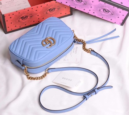 Gucci GG Marmont Small Shoulder Bag 447632 SkyBlue