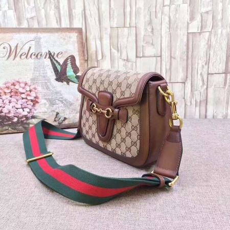 Gucci GG Lady Web Hand-Stained Leather Shoulder Bag 380573 Brown