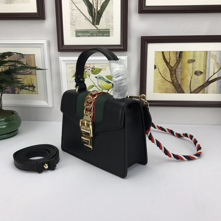 Gucci Sylvie Lather mini Bag 470270 Black