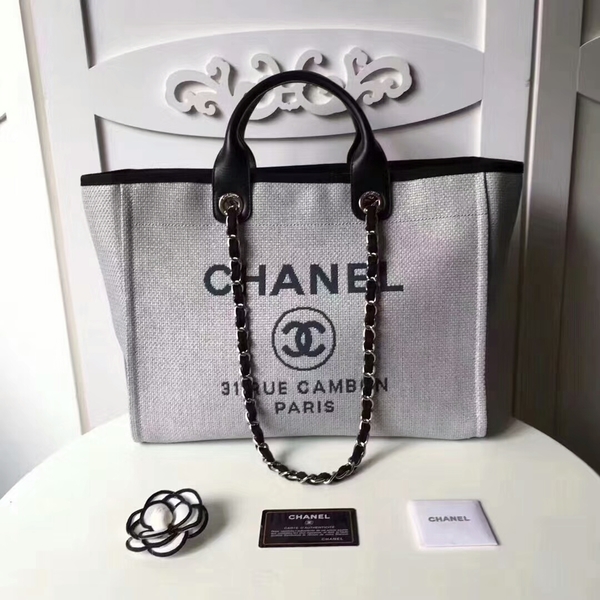 Chanel Medium Original Canvas Leather Tote Shopping Bag 66941J