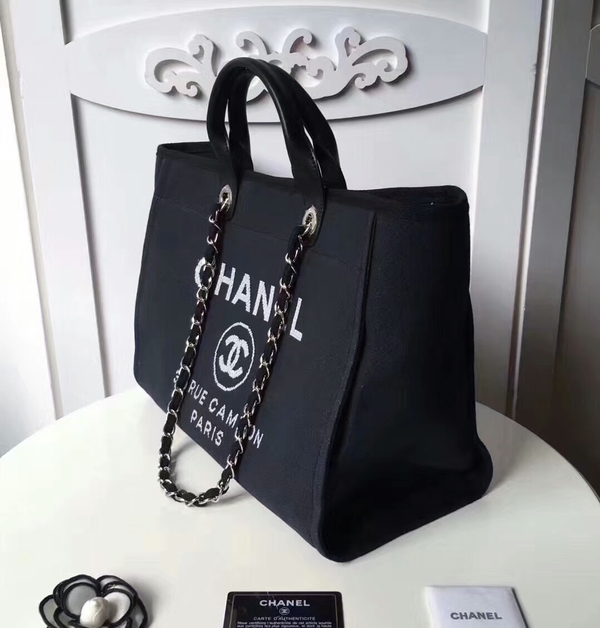 Chanel Medium Original Canvas Leather Tote Shopping Bag 66941K