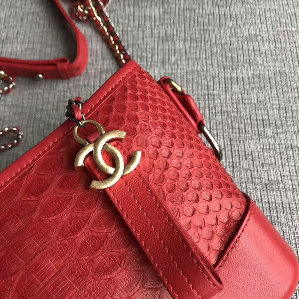 Chanel Gabrielle Mini Shoulder Bag Original Python Leather 8122A Red