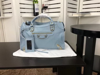 Balenciaga Giant City Gold Studs Handbag B084334 Light Blue