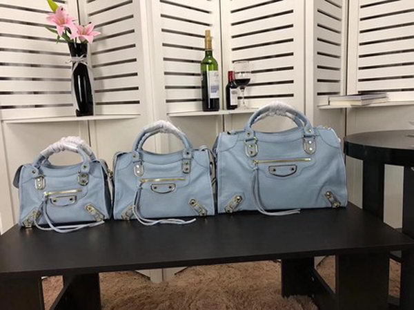 Balenciaga Giant City Gold Studs Handbag B084334 Light Blue