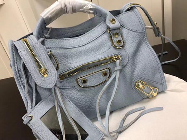 Balenciaga Giant City Gold Studs Handbag B084335 Light Blue