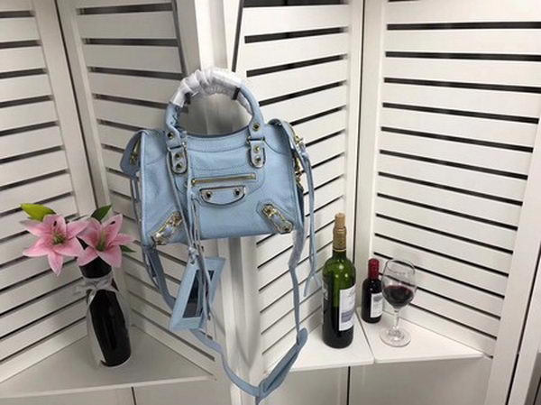 Balenciaga Giant City Gold Studs Handbag B084336 Light Blue