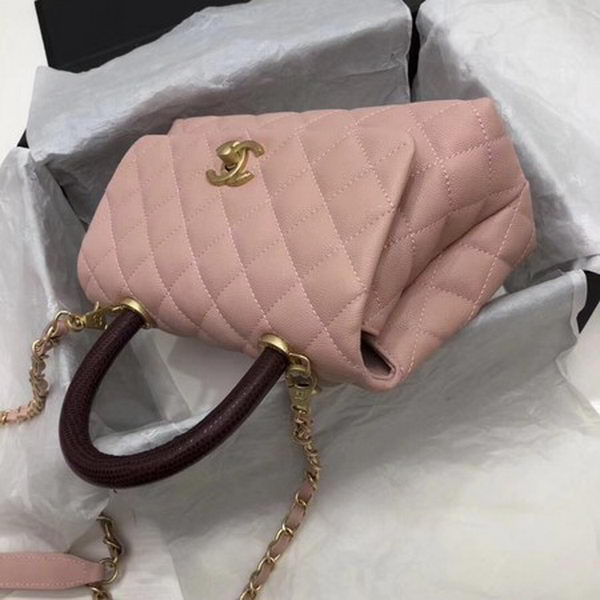 Chanel Classic Top Handle Bag Pink Cannage Pattern A92290 Wine