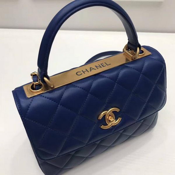 Chanel Classic Top Handle Bag Sheepskin Leather CHA2371 Blue