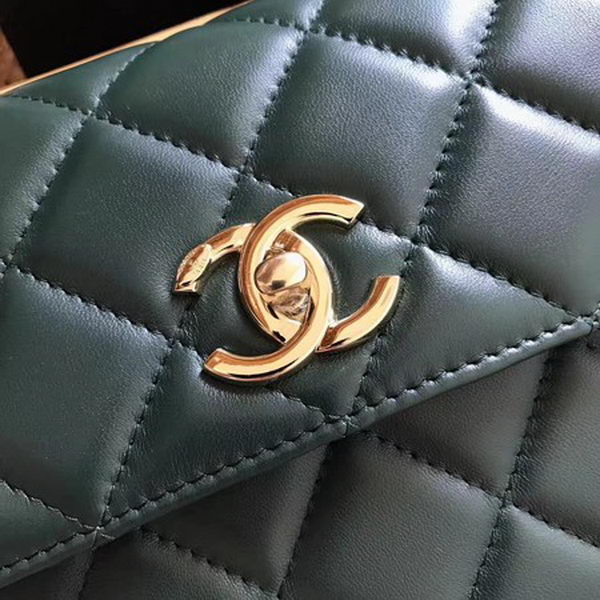 Chanel Classic Top Handle Bag Sheepskin Leather CHA2371 Deep Green