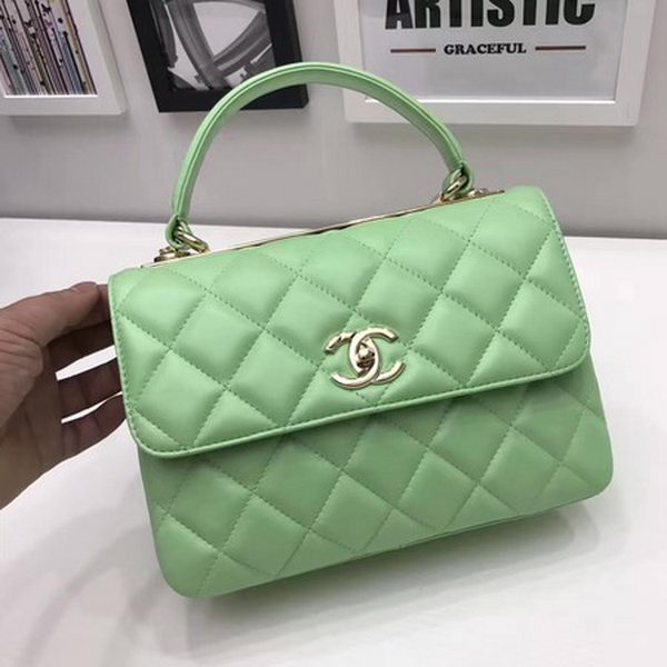 Chanel Classic Top Handle Bag Sheepskin Leather CHA2371 Green