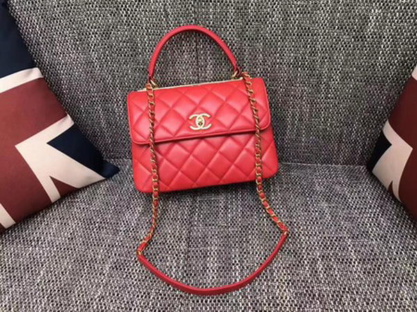 Chanel Classic Top Handle Bag Sheepskin Leather CHA2371 Red