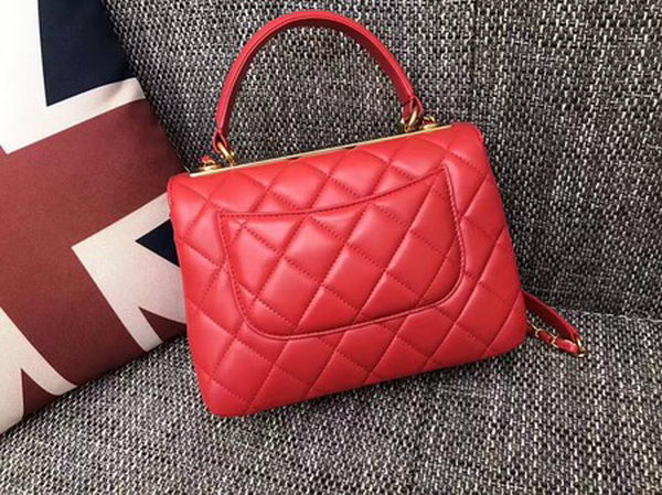 Chanel Classic Top Handle Bag Sheepskin Leather CHA2371 Red