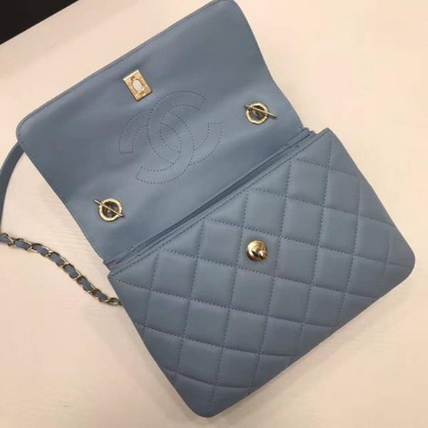 Chanel Classic Top Handle Bag Sheepskin Leather CHA2371 SkyBlue