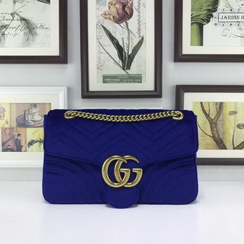 Gucci GG Marmont Embroidered Velvet Bag 443496 Blue