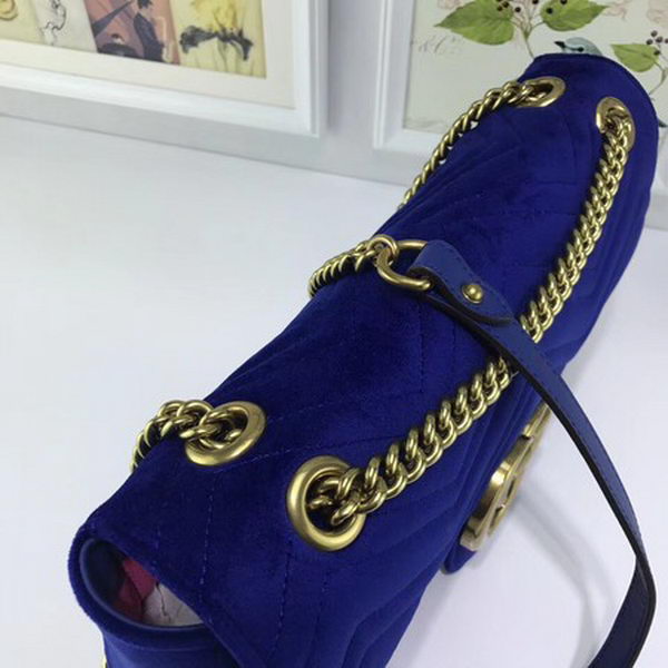 Gucci GG Marmont Embroidered Velvet Bag 443496 Blue