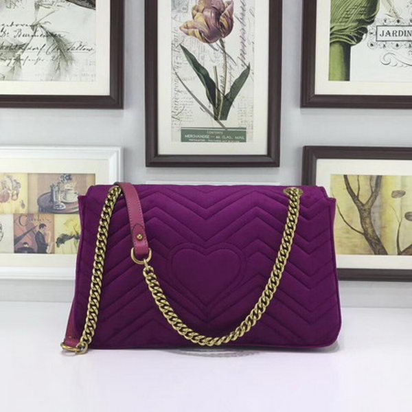 Gucci GG Marmont Embroidered Velvet Bag 443496 Purple